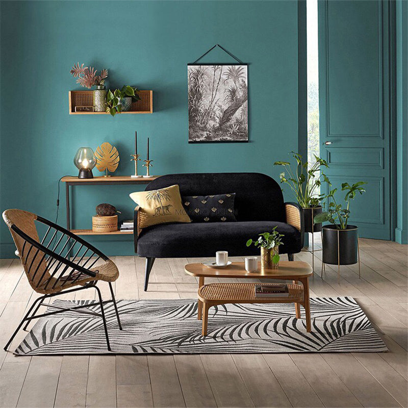 Modern Velvet Sofa 31"W Recessed Arm Tight Back Sofa with Living Room