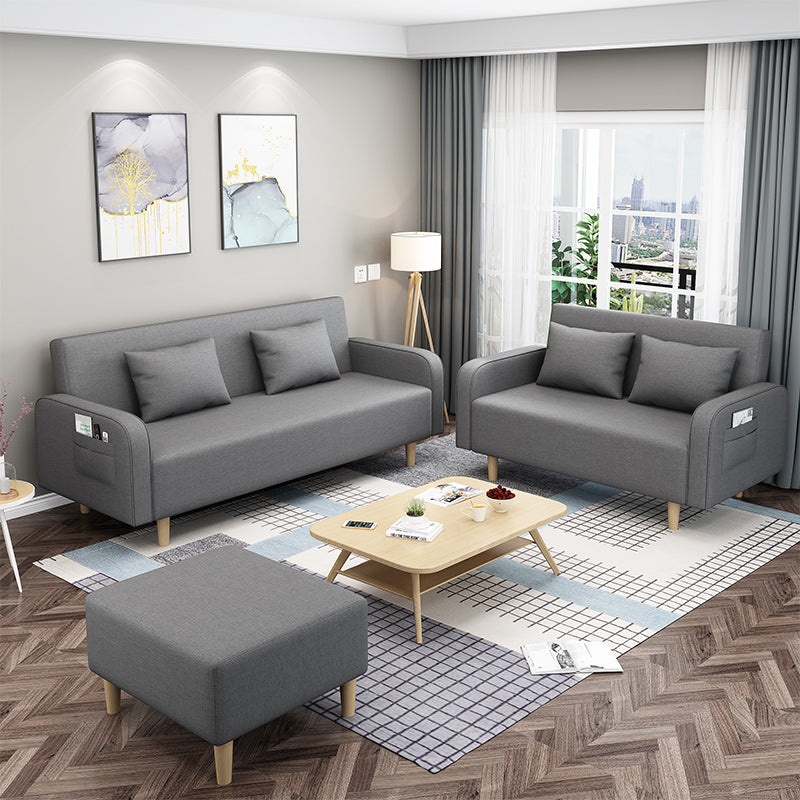 Square Arm Split Back Nordic Fabric 3-seat Sofa Spleeper Sofa 28.74" D x 35.43" H