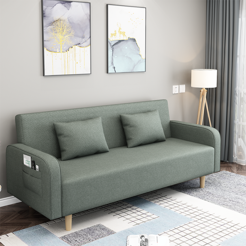 Square Arm Split Back Nordic Fabric 3-seat Sofa Spleeper Sofa 28.74" D x 35.43" H