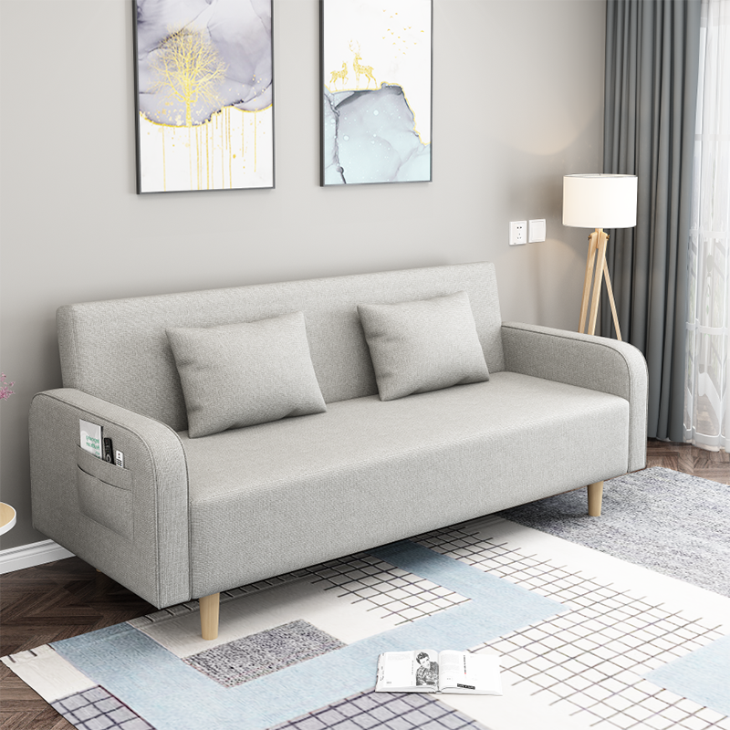 Square Arm Split Back Nordic Fabric 3-seat Sofa Spleeper Sofa 28.74" D x 35.43" H