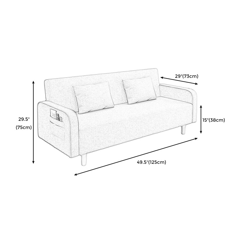 Square Arm Split Back Nordic Fabric 3-seat Sofa Spleeper Sofa 28.74" D x 35.43" H
