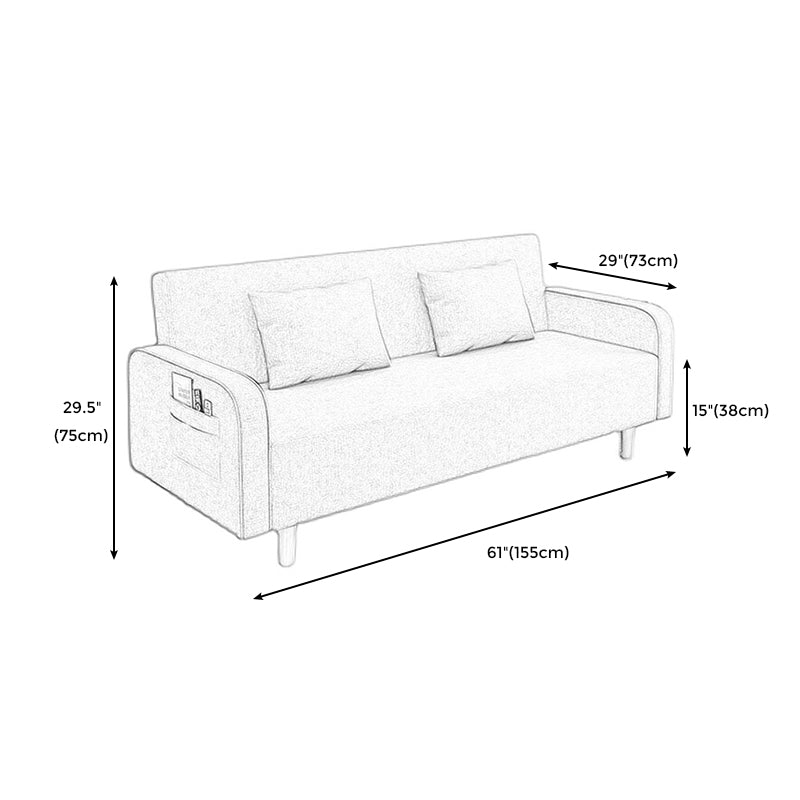 Square Arm Split Back Nordic Fabric 3-seat Sofa Spleeper Sofa 28.74" D x 35.43" H