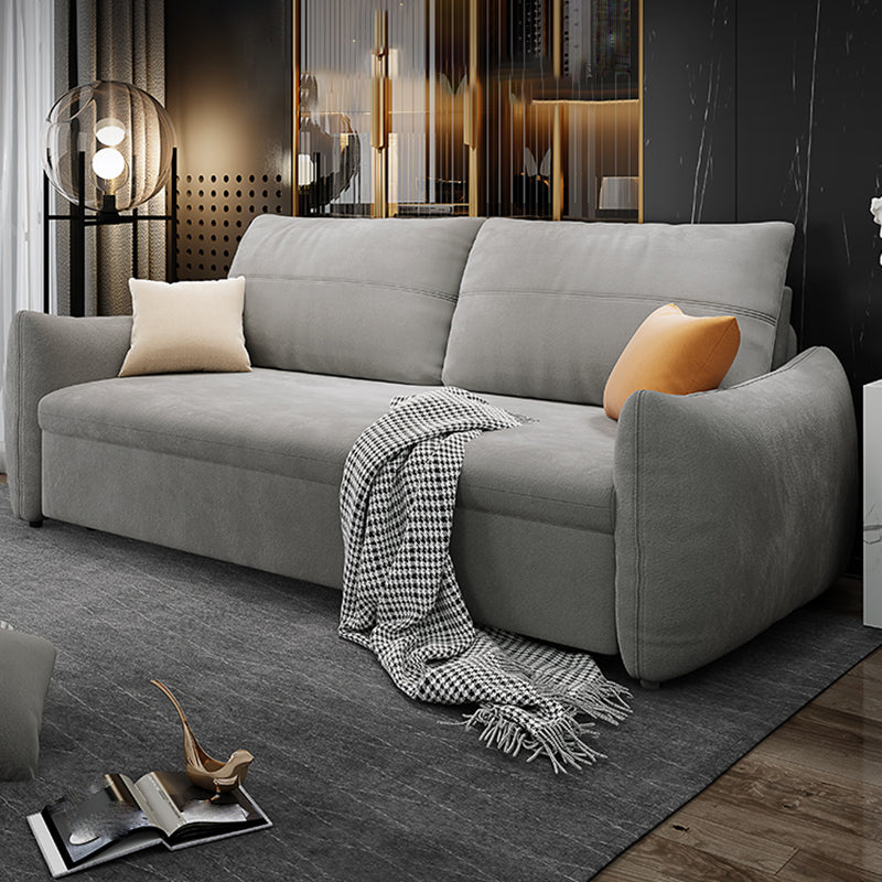 Contemporary Fabric Sofa Bed 34.65"H Square Arm Sofa Bed with Bolster Pillows,Gray