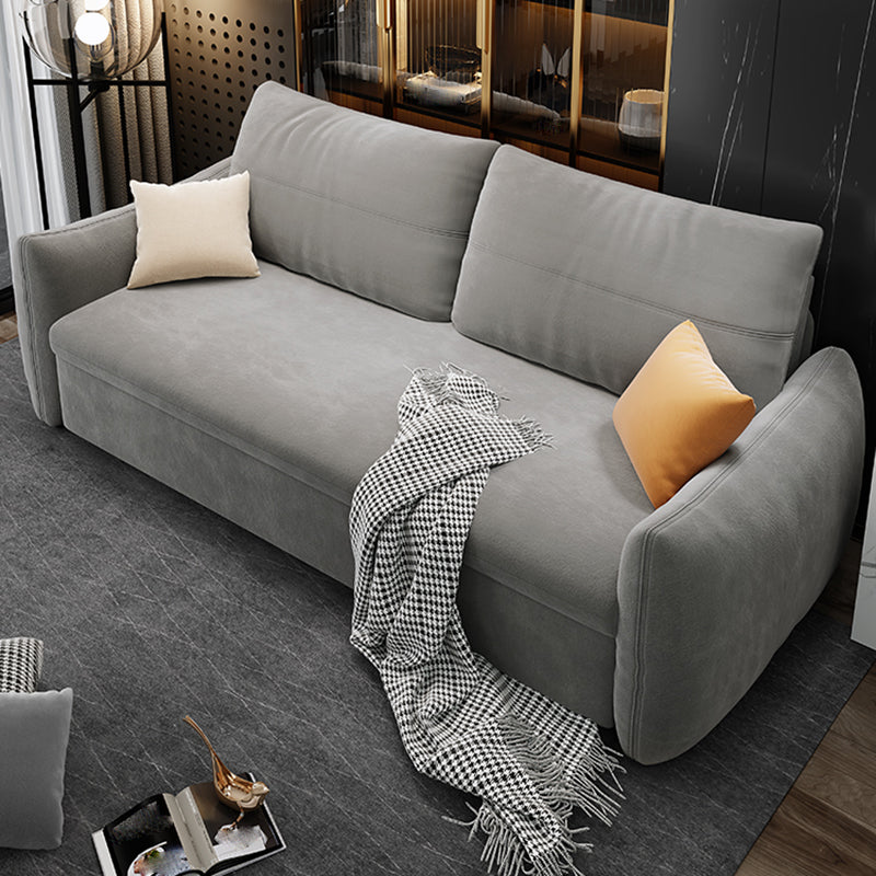 Contemporary Fabric Sofa Bed 34.65"H Square Arm Sofa Bed with Bolster Pillows,Gray