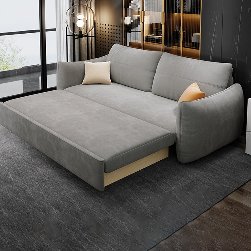 Contemporary Fabric Sofa Bed 34.65"H Square Arm Sofa Bed with Bolster Pillows,Gray