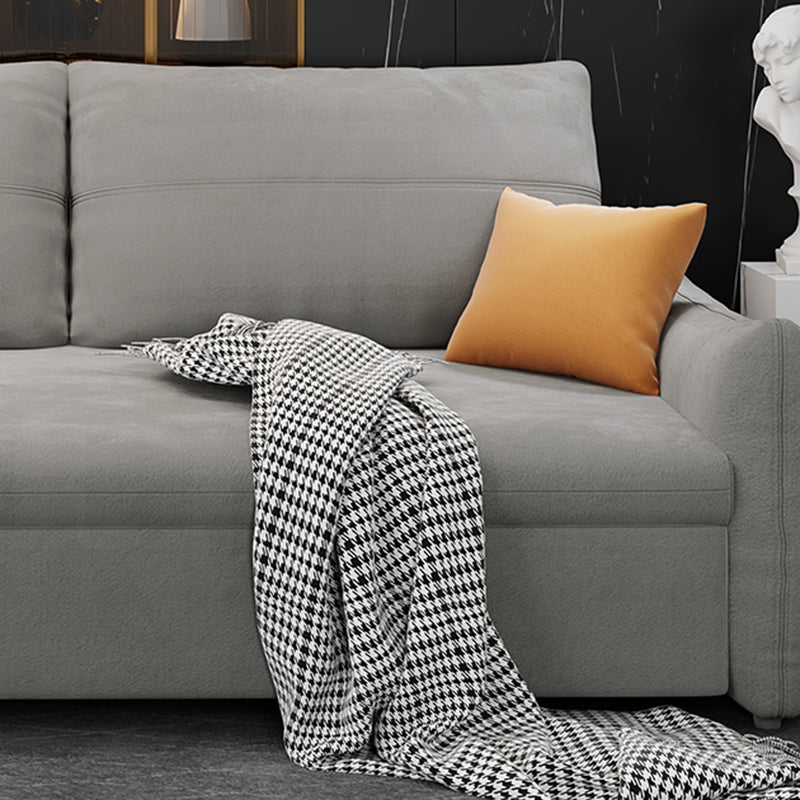 Contemporary Fabric Sofa Bed 34.65"H Square Arm Sofa Bed with Bolster Pillows,Gray