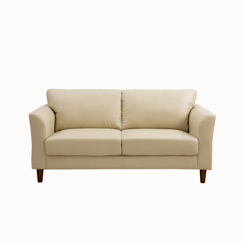 Modern 4 Wood Legs Standard Sofa Faux Leather Flared Arm Sofa