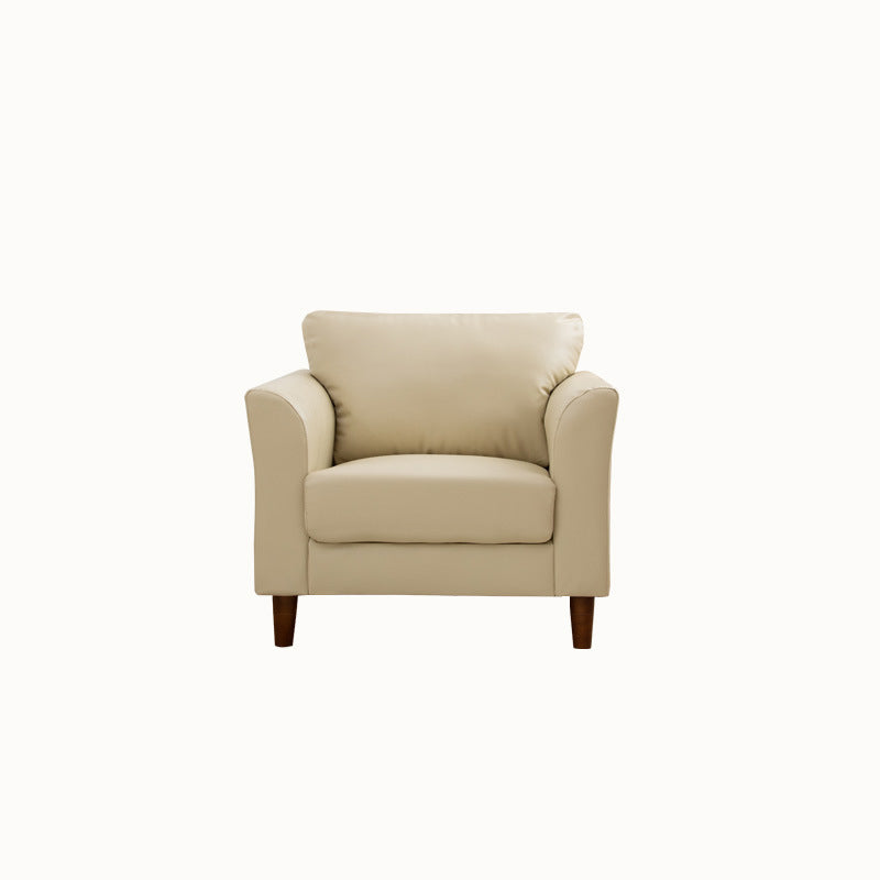 Modern 4 Wood Legs Standard Sofa Faux Leather Flared Arm Sofa