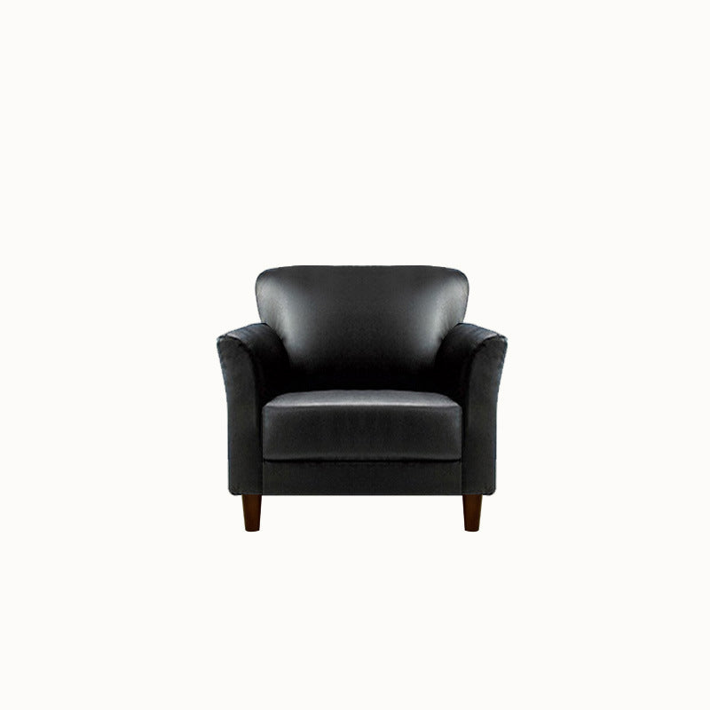 Modern 4 Wood Legs Standard Sofa Faux Leather Flared Arm Sofa