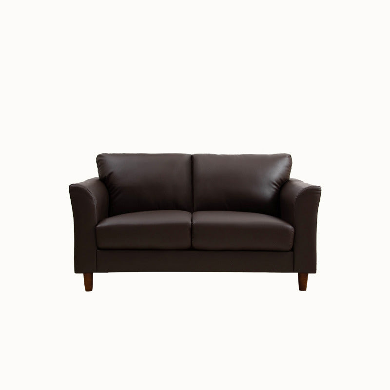 Modern 4 Wood Legs Standard Sofa Faux Leather Flared Arm Sofa