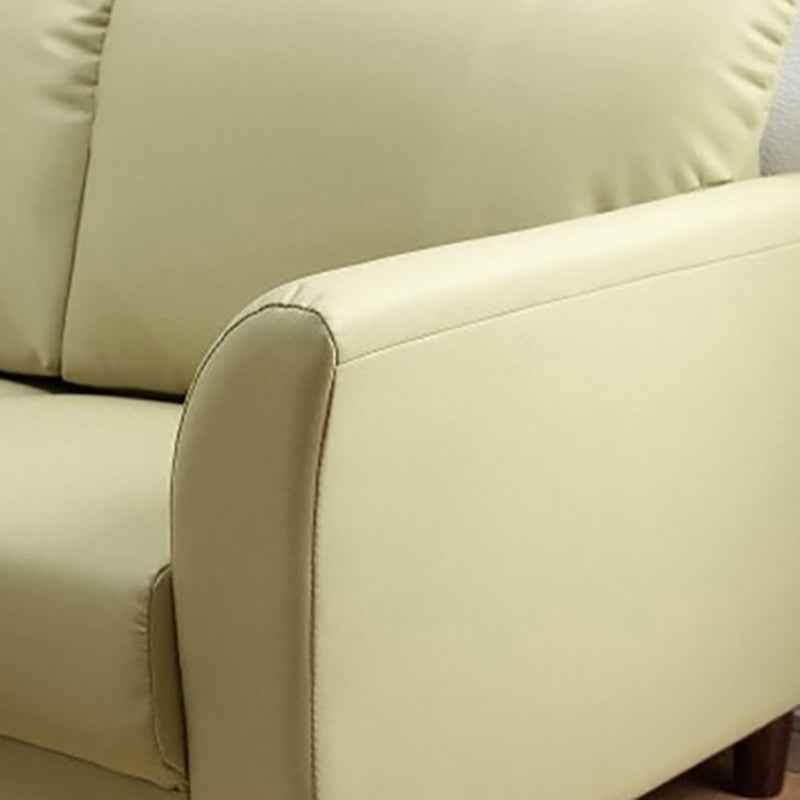 Modern 4 Wood Legs Standard Sofa Faux Leather Flared Arm Sofa