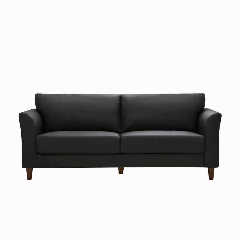 Modern 4 Wood Legs Standard Sofa Faux Leather Flared Arm Sofa