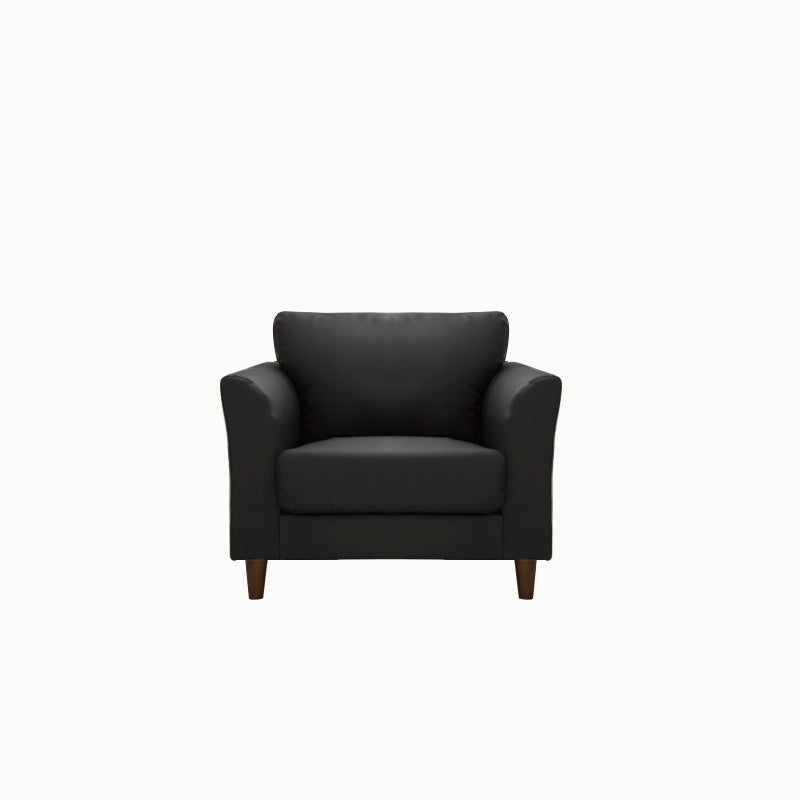 Modern 4 Wood Legs Standard Sofa Faux Leather Flared Arm Sofa