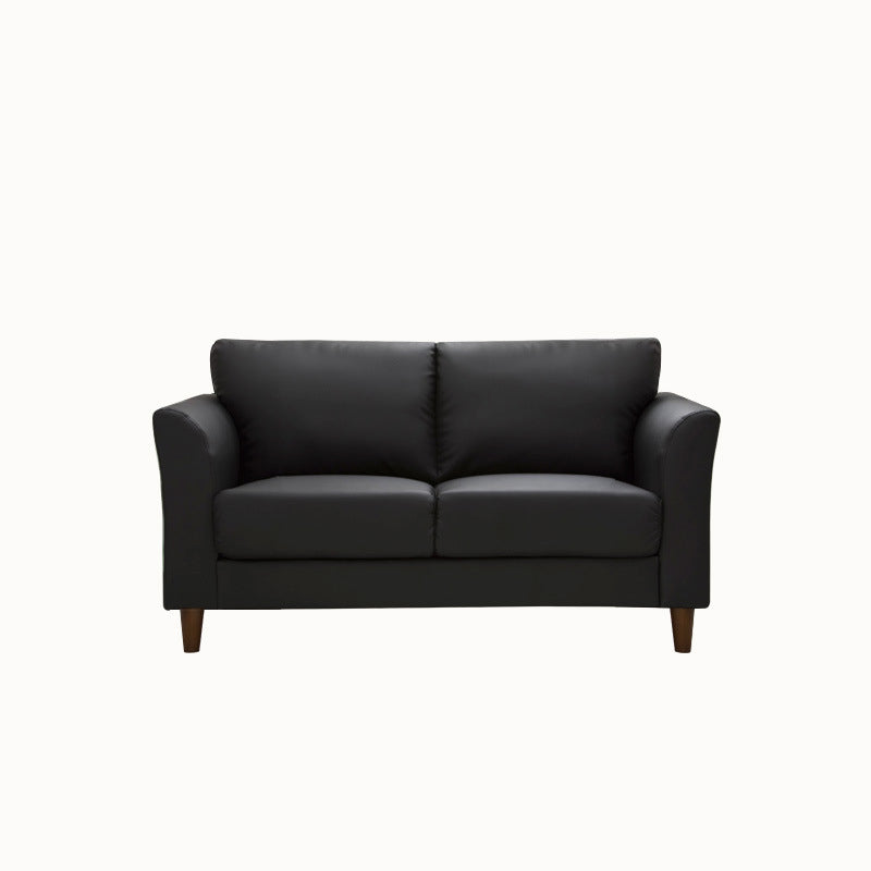 Modern 4 Wood Legs Standard Sofa Faux Leather Flared Arm Sofa
