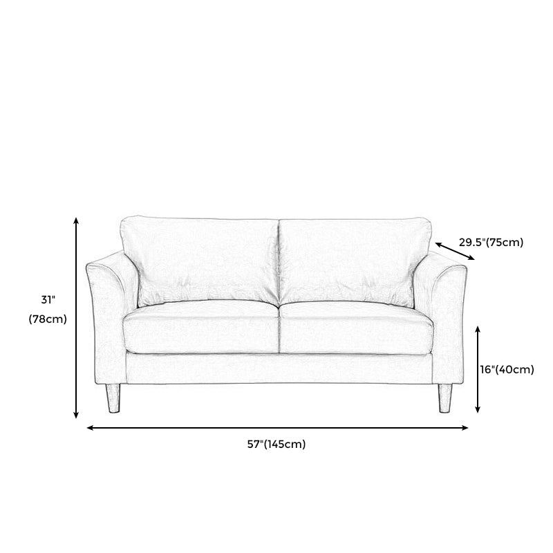 Modern 4 Wood Legs Standard Sofa Faux Leather Flared Arm Sofa