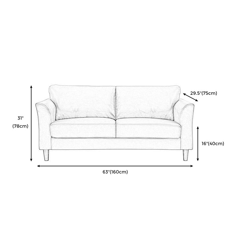Modern 4 Wood Legs Standard Sofa Faux Leather Flared Arm Sofa