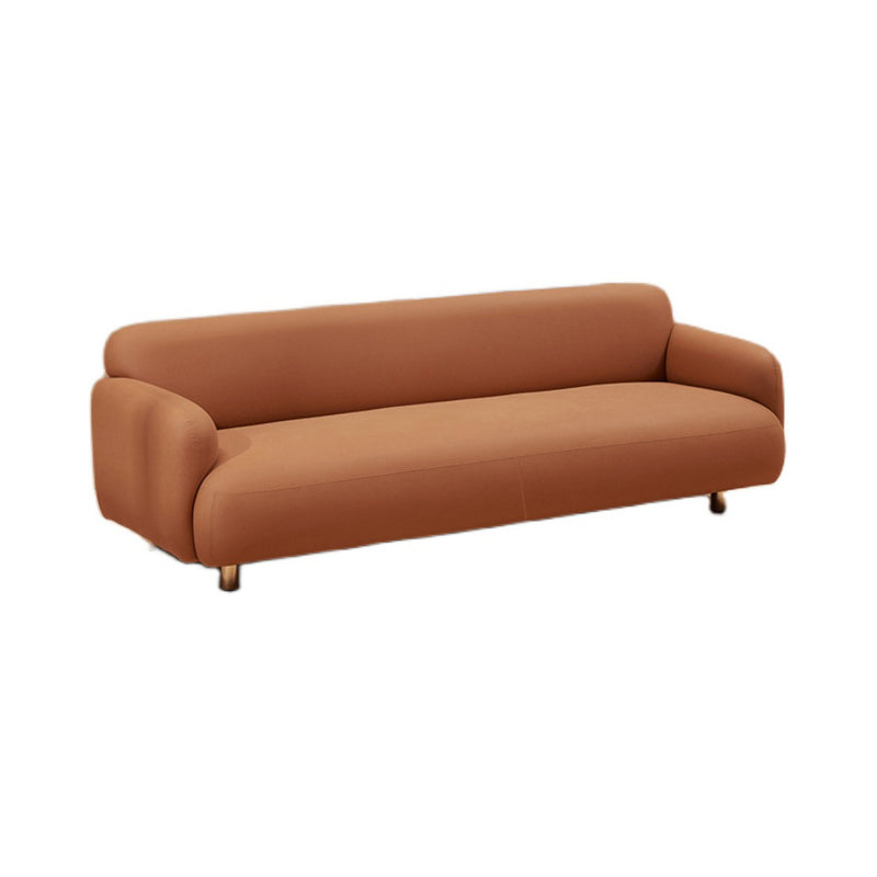 Recessed Arm Sofa Mid-century Modern 3-Seater Faux Leather Sofa
