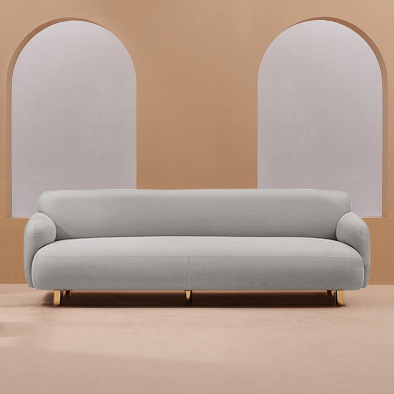 Recessed Arm Sofa Mid-century Modern 3-Seater Faux Leather Sofa