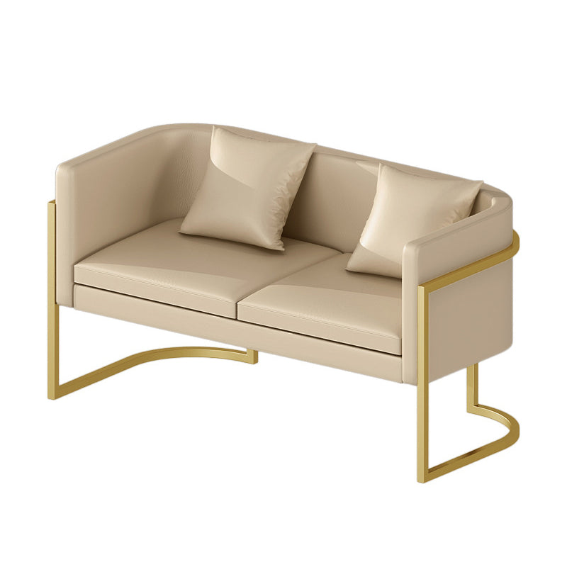 Modern Tuxedo Arm Sofa in Gray/White/Green, Leather Sofa with Pillow