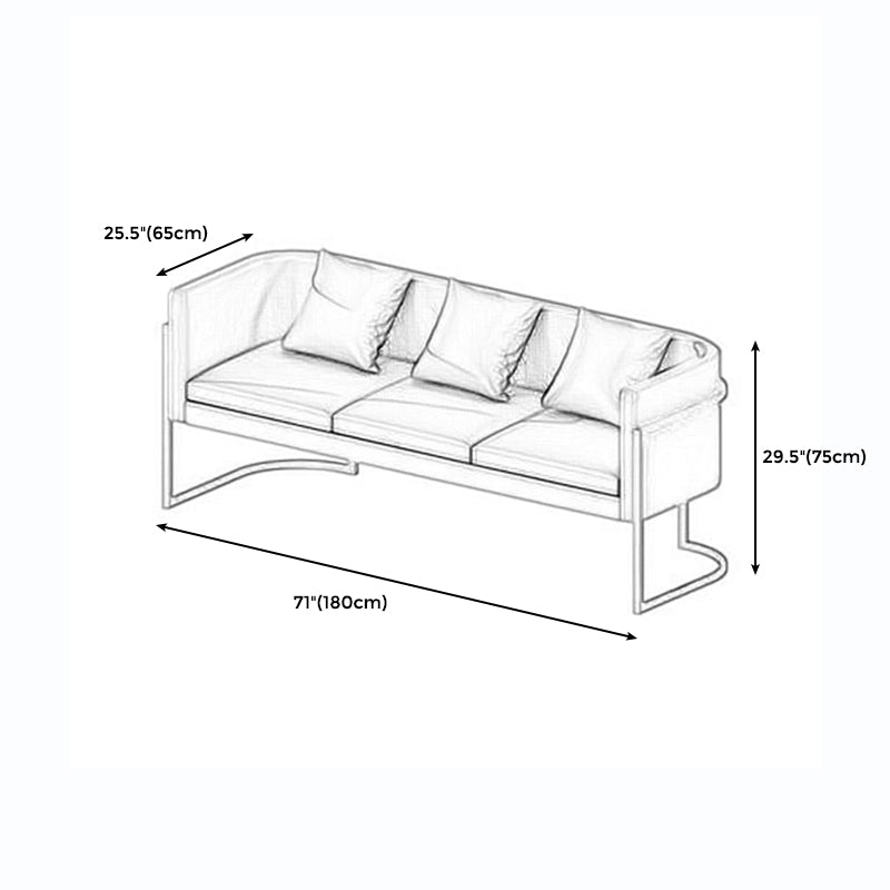 Modern Tuxedo Arm Sofa in Gray/White/Green, Leather Sofa with Pillow