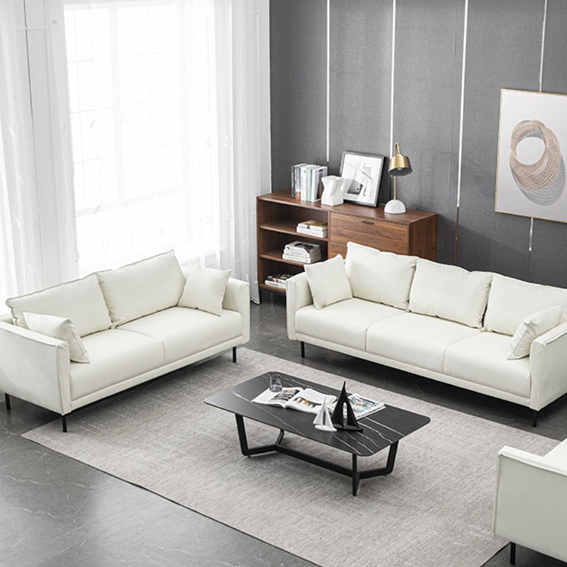 Modern Style Solid Wood Base Sponge Cushion Filled with Pillow Rectangular Sofa