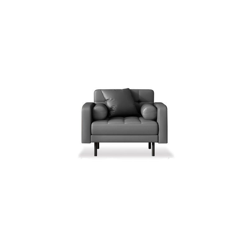 Faux lederen koekje achterbank 31.49 "H modernisme vierkante armbui