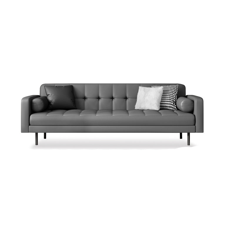 Faux lederen koekje achterbank 31.49 "H modernisme vierkante armbui