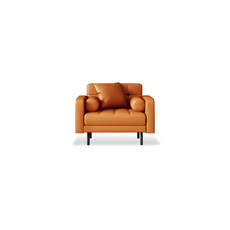 Faux lederen koekje achterbank 31.49 "H modernisme vierkante armbui