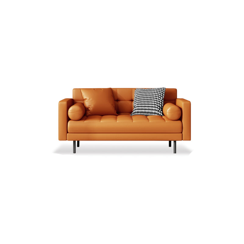 Faux lederen koekje achterbank 31.49 "H modernisme vierkante armbui