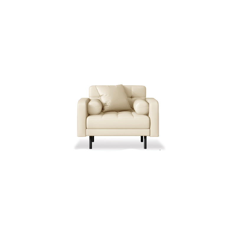Faux lederen koekje achterbank 31.49 "H modernisme vierkante armbui