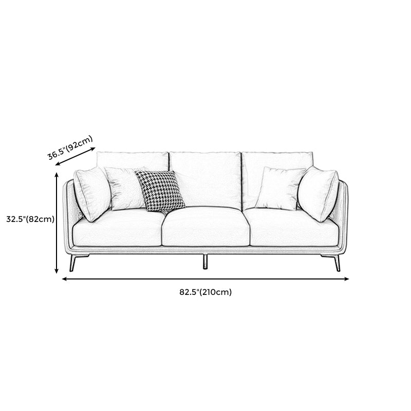 Faux Leather Settee Furniture Recessed Arm Standard Sofa with Pillows