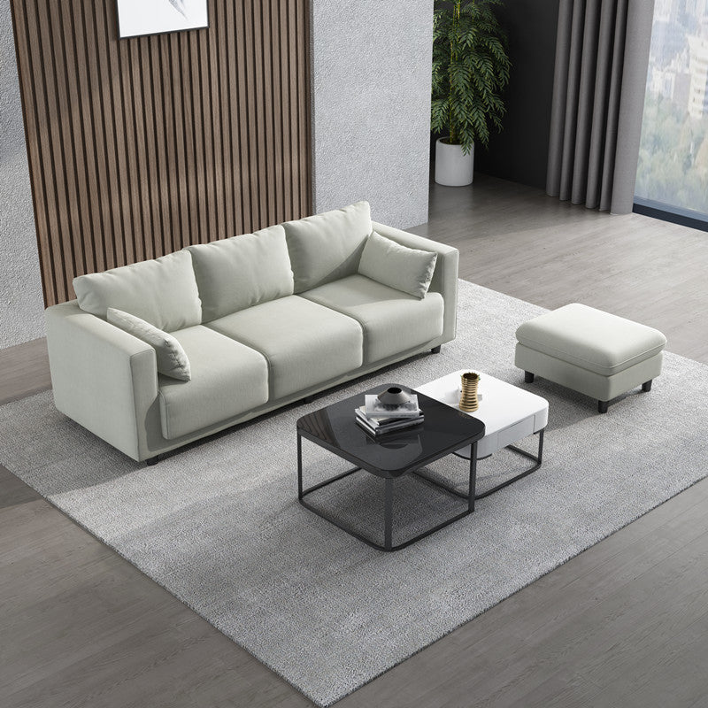 Square Arm Modern Sofa with Tight Seat and Loose Back for Living Room