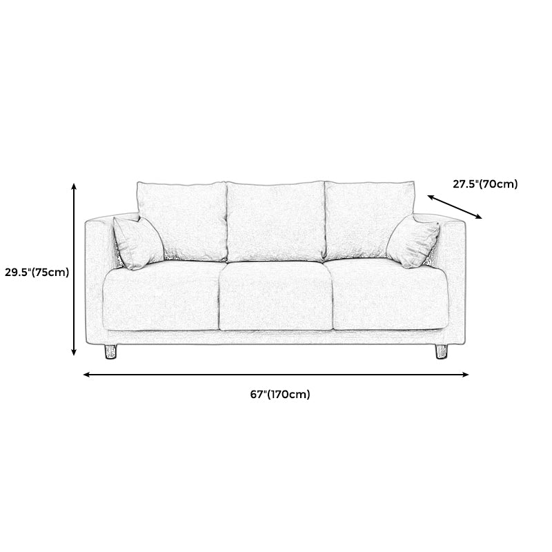 Square Arm Modern Sofa with Tight Seat and Loose Back for Living Room