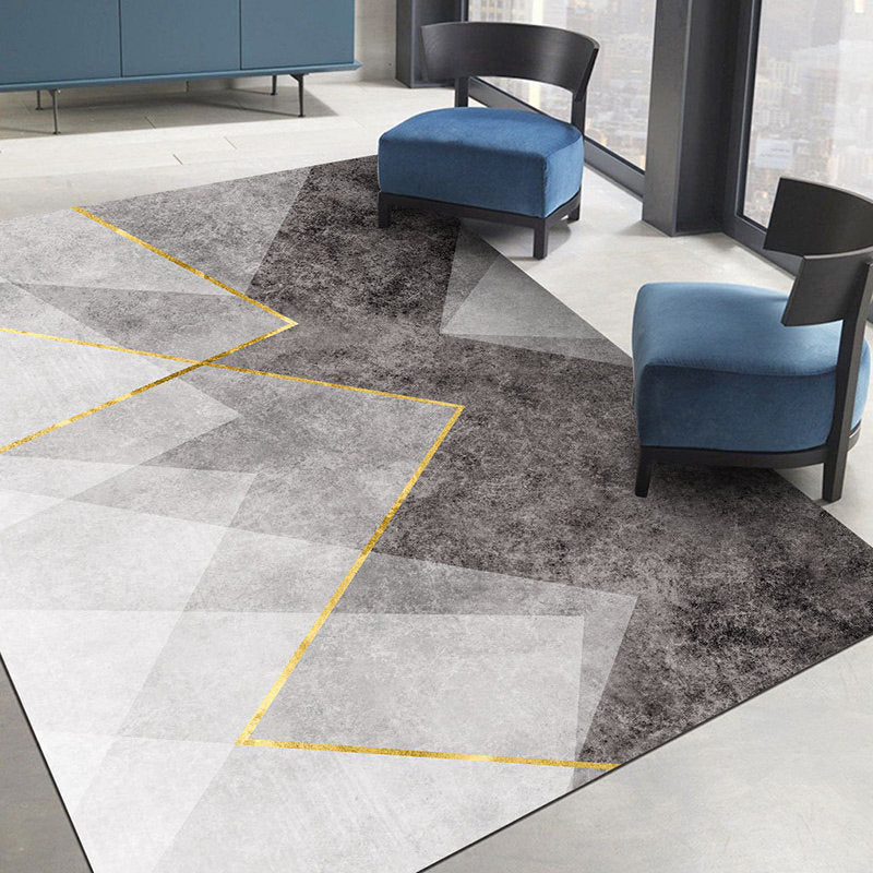 Grauer moderner Bereich Teppich Polyester Grafik Teppichwaschmaschine für Salze