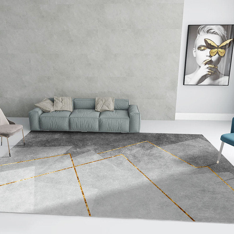 Grauer moderner Bereich Teppich Polyester Grafik Teppichwaschmaschine für Salze