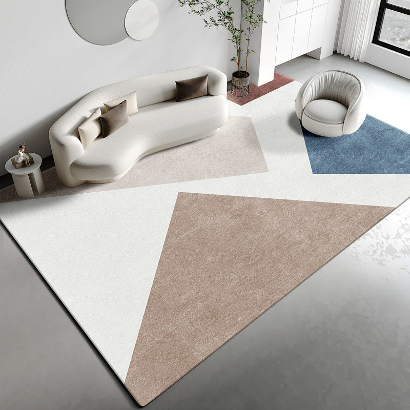 Tapis de bloc de couleur blanc Polyester tapis lavable moderne pour décoration de maison