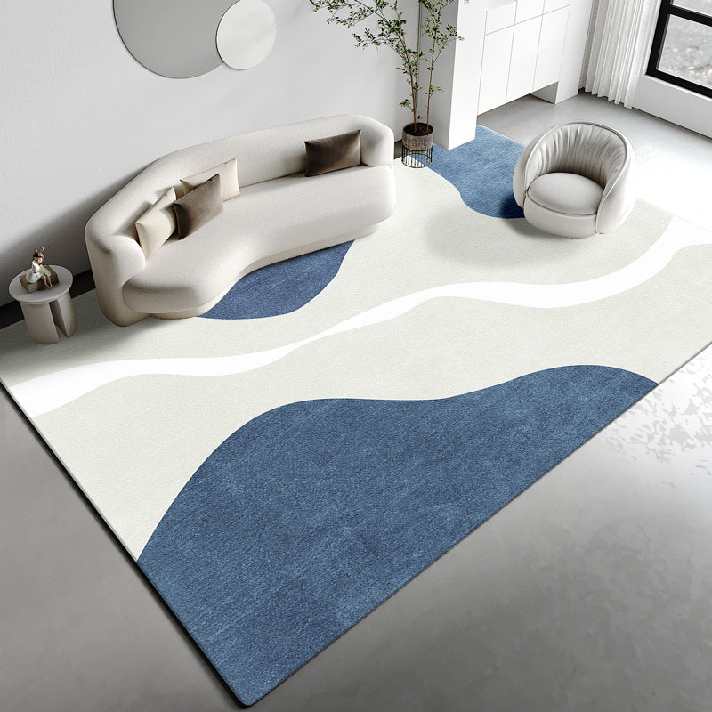 Tapis de bloc de couleur blanc Polyester tapis lavable moderne pour décoration de maison