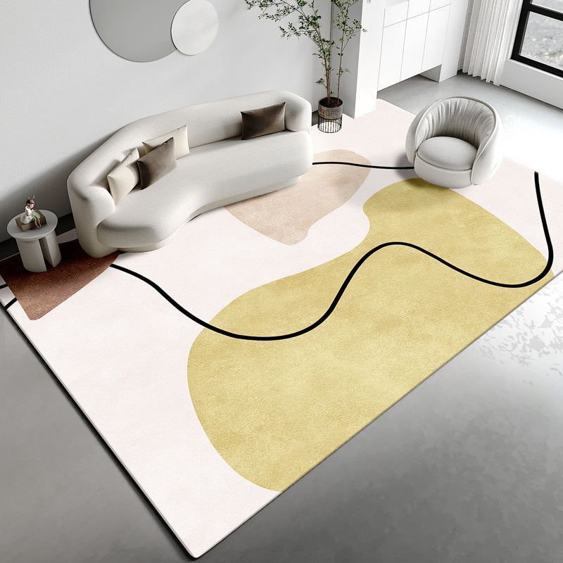 Tapis de bloc de couleur blanc Polyester tapis lavable moderne pour décoration de maison