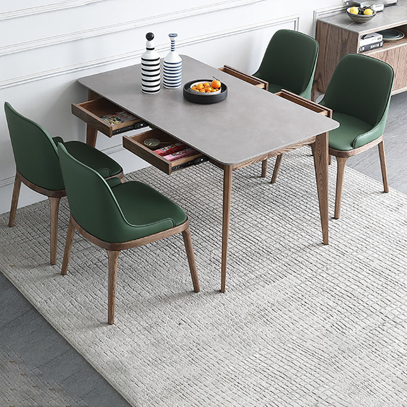 Minimalist 1/4/5/6 Pieces Dining Room Table Rectangular Solid Wood Top Dining Chairs Set