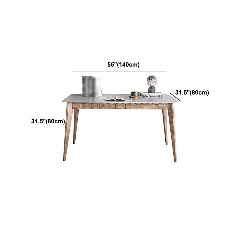 Minimalist 1/4/5/6 Pieces Dining Room Table Rectangular Solid Wood Top Dining Chairs Set