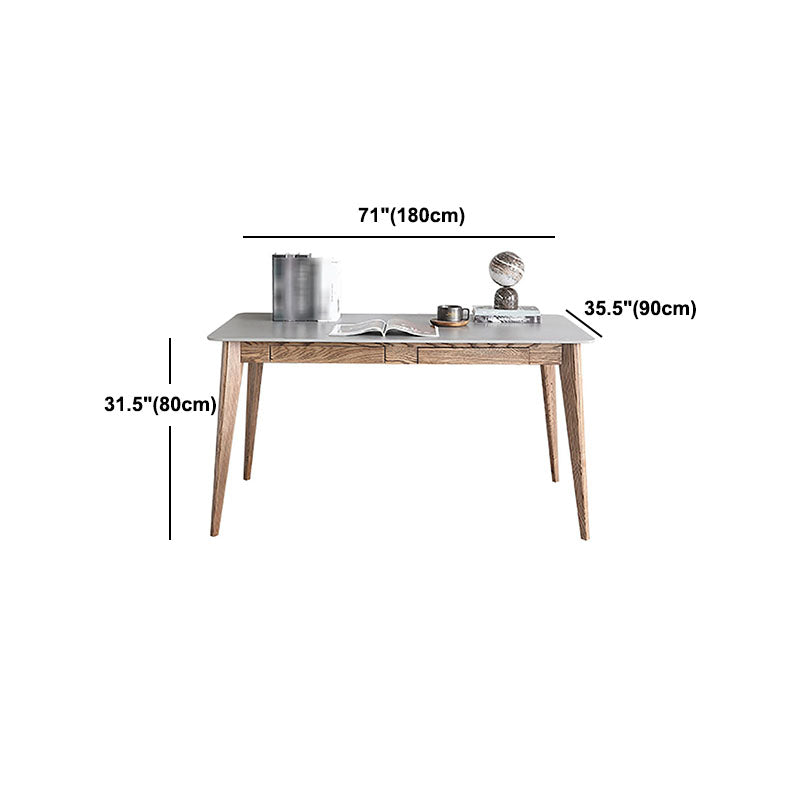 Minimalist 1/4/5/6 Pieces Dining Room Table Rectangular Solid Wood Top Dining Chairs Set