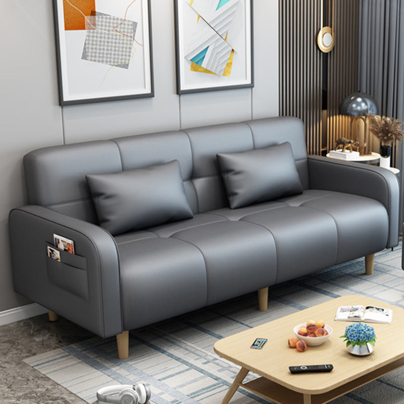 Modern Square Arm Standard Sofa Bed Dual Purpose Sofa with Bolster Pillows for Living Room