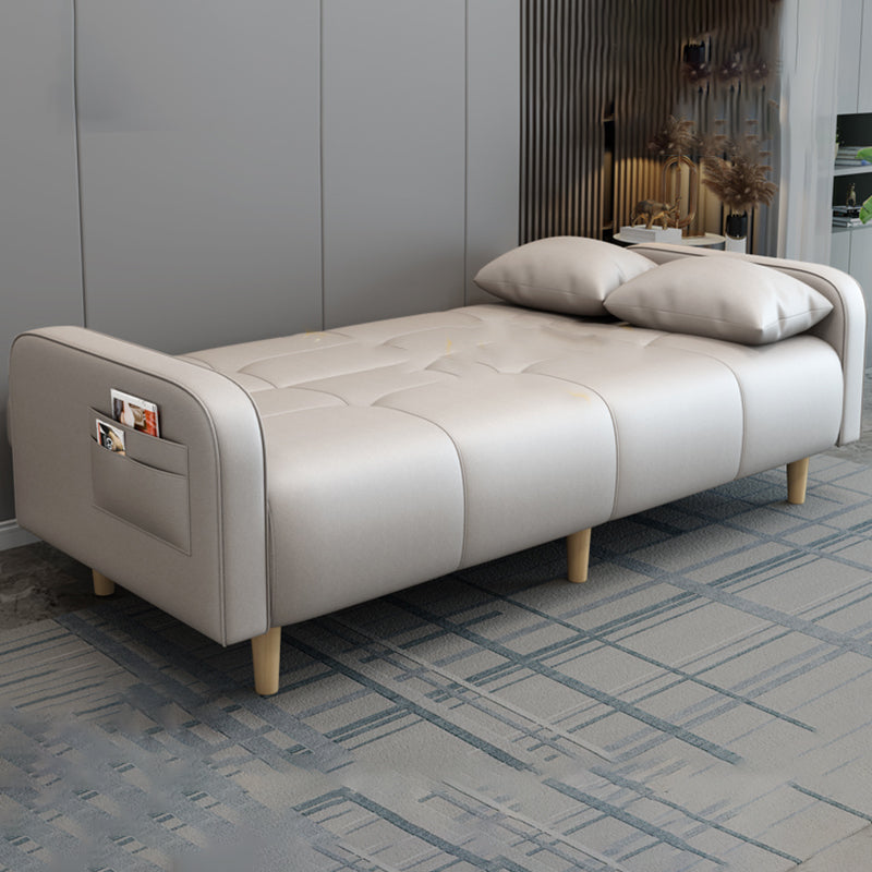 Modern Square Arm Standard Sofa Bed Dual Purpose Sofa with Bolster Pillows for Living Room