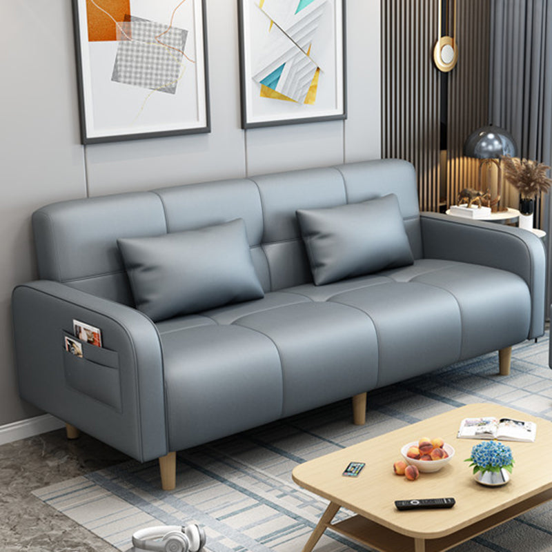 Modern Square Arm Standard Sofa Bed Dual Purpose Sofa with Bolster Pillows for Living Room