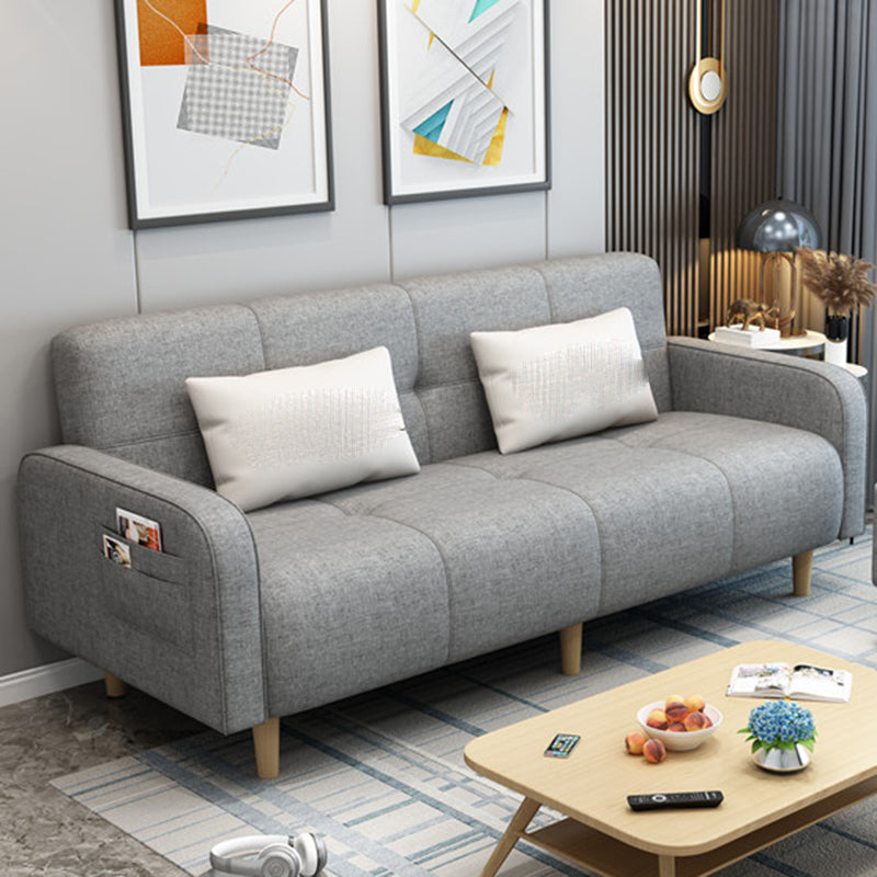 Modern Square Arm Standard Sofa Bed Dual Purpose Sofa with Bolster Pillows for Living Room