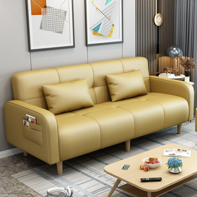 Modern Square Arm Standard Sofa Bed Dual Purpose Sofa with Bolster Pillows for Living Room