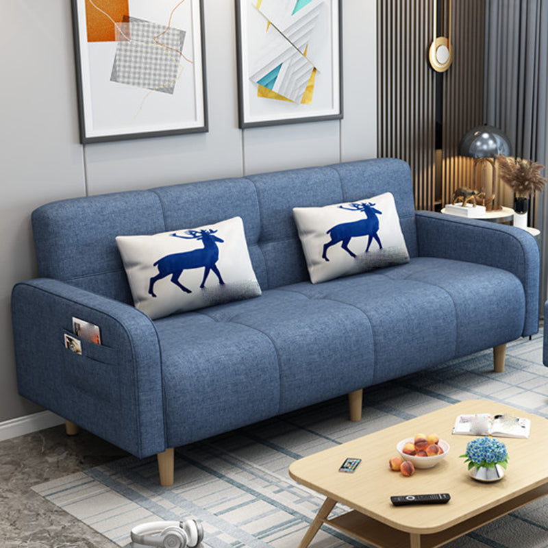 Modern Square Arm Standard Sofa Bed Dual Purpose Sofa with Bolster Pillows for Living Room