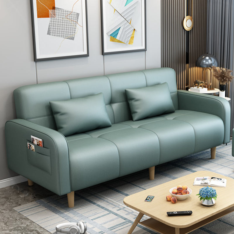 Modern Square Arm Standard Sofa Bed Dual Purpose Sofa with Bolster Pillows for Living Room