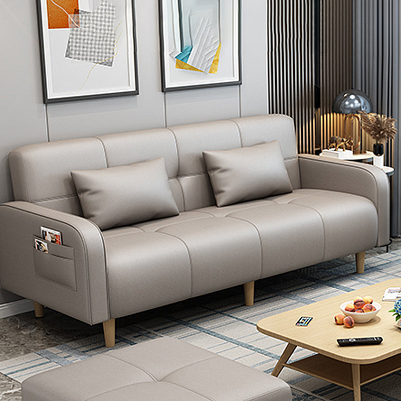 Modern Square Arm Standard Sofa Bed Dual Purpose Sofa with Bolster Pillows for Living Room