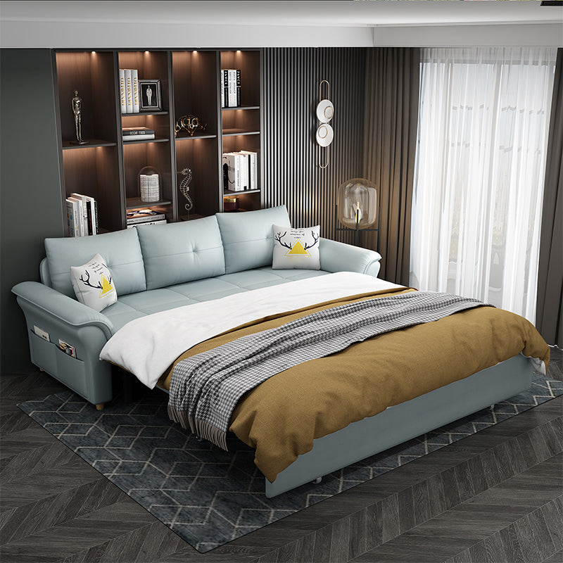 Square Arm Sofa with Loose Back Convertible Sleeper with Storage and Foldable